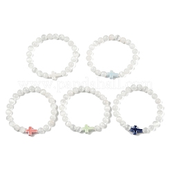 Natural Selenite & Porcelain Beaded Stretch Bracelets for Women&nbsp;BJEW-JB13825