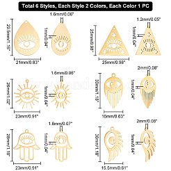 12Pcs 12 Styles 201 Stainless Steel Pendants&nbsp;STAS-GA0001-41