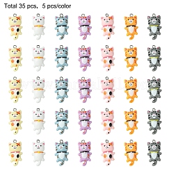 35Pcs 7 Colors Opaque Resin Kitten Pendants&nbsp;RESI-YW0001-73