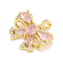 Bowknot Charm Rack Plating Brass Cubic Zirconia Pendants&nbsp;KK-M291-15G