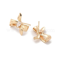 Brass Clear Cubic Zirconia Stud Earrings Finding for Women&nbsp;KK-A244-13B-G