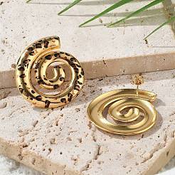 304 Stainless Steel Enamel Stud Earrings&nbsp;EJEW-Z084-15G-03