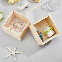Unfinished Wood Storage Gift Box with Visible Acrylic Slide Lid&nbsp;FIND-WH0420-51