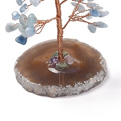 Natural Aquamarine Chips & Agate Pedestal Display Decorations&nbsp;DJEW-A001-04H