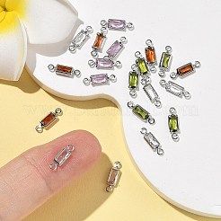 SHEGRACE Brass Pave Cubic Zirconia Rectangle Connector Charms&nbsp;XGRQ2O840-445P