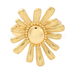 Rack Plating Flower Brass Open Cuff Rings for Women&nbsp;RJEW-S242-11G