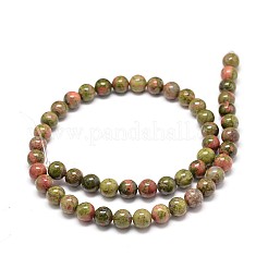 Natural Gemstone Unakite Round Bead Strands&nbsp;G-P075-35-6mm