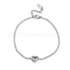 304 Stainless Steel Cubic Zirconia Link Chain Bracelets for Women&nbsp;NJEW-Z067-01P-02