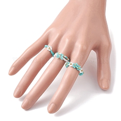 4Pcs 4 Style Glass Seed Beaded Stretch Finger Rings&nbsp;RJEW-JR00661-01