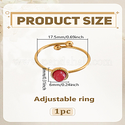 1Pc Stainless Steel with Synthesis Gemstone Adjustable Cuff Rings&nbsp;RJEW-LP0010-10C