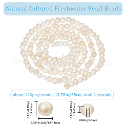 2 Strands Natural Cultured Freshwater Pearl Beads Strands&nbsp;PEAR-BBC0001-18