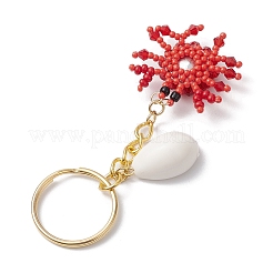 Crab Glass Seed Beads Pendant Keychain&nbsp;HJEW-MZ00106-01