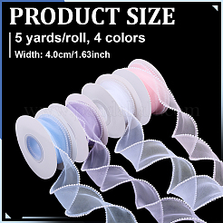 4Rolls 5 Yards ABS Pearl Edged Mesh Ribbon for Bowknot Making&nbsp;OCOR-ME0001-67