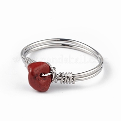 Natural Mixed Gemstone Chips Finger Ring&nbsp;RJEW-L082-03P