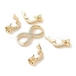 Brass Micro Pave Clear Cubic Zirconia Fold Over Clasps&nbsp;X-KK-U059-32G