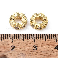 Brass Micro Pave Cubic Zirconia Beads&nbsp;KK-A189-10G