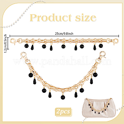 Black Plastic Pearl Tassel Iron Decorative Bag Chains&nbsp;HJEW-PH01993