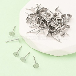 Tarnish Resistant 316 Surgical Stainless Steel Flat Round Blank Peg Stud Earring Settings&nbsp;STAS-R073-05
