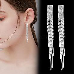 Boho Tassel Chandelier Earrings Cubic Zirconia Long Earrings Crystal Dangling Earrings Long Drop Chain Earrings Long Rhinestone Tassel Earrings for Women&nbsp;JE1070B