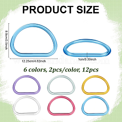 12Pcs 6 Colors D Shaped Resin Bag Handles&nbsp;DIY-PH0035-23