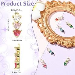 8Pcs 4 Colors Brass Cubic Zirconia Pendants&nbsp;KK-CJ0004-24
