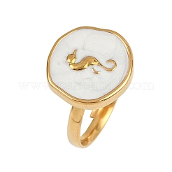 304 Stainless Steel Enamel Open Cuff Rings for Women&nbsp;RJEW-K301-06A-02