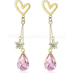 Alloy Rhinestone Heart & Star & Teardrop Stud Dangle Earrings for Women&nbsp;WG86E07-01