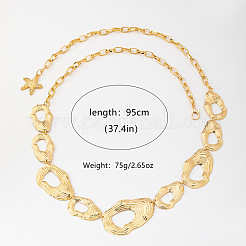 Alloy Textured Irregular Oval Link Chain Belts for Women&nbsp;WG60D79-01