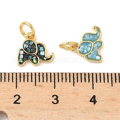 Rack Plating Brass & Shell Pendants&nbsp;KK-I357-07G