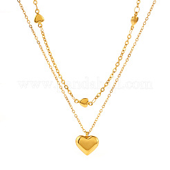 Stainless Steel Double Layer Heart Pendant Necklaces for Women&nbsp;FS-WG1E710-01