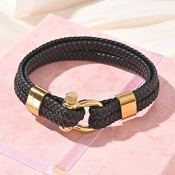 Braided Microfiber Leather Cord Double Bracelets&nbsp;BJEW-C153-01C