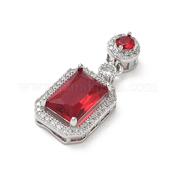 Brass Micro Pave Red Cubic Zirconia Pendants&nbsp;KK-A299-19P