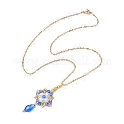Handmade Glass Seed Beads and Glass Pearl Round Pendants Necklaces&nbsp;NJEW-MZ00057-02