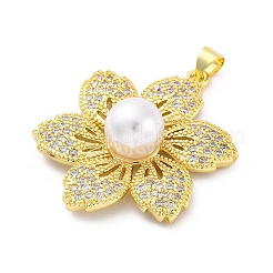 Brass Micro Pave Cubic Zirconia Pendants&nbsp;KK-U066-10G