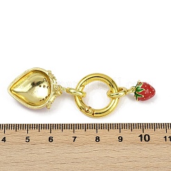 Strawberry Brass Micro Pave Clear Cubic Zirconia Spring Gate Rings&nbsp;KK-M322-10G