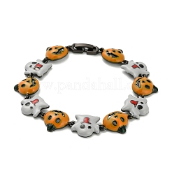 Halloween Brass Enamel Link Bracelets for Women&nbsp;BJEW-B149-01
