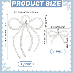 2 Pairs 2 Styles Bowknot Plastic Imitation Pearl Shoe Charms&nbsp;DIY-FG0006-80