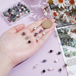 80Pcs 8 Colors Natural Gemstone Connector Charms&nbsp;PALLOY-UN00030