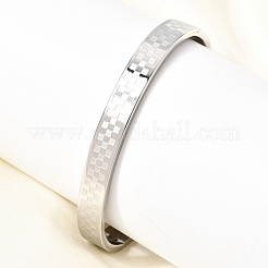 304 Stainless Steel Tartan Textured Hinged Cuff Bangles for Women&nbsp;SA-CBAC920-10P