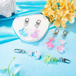 6Pcs Luminous Resin & Acrylic Pendant Decorations&nbsp;HJEW-TAC0183