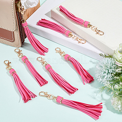 10Pcs Imitation Leather with Light Gold Alloy Clasps Tassel Big Pendants Decorations&nbsp;AJEW-CL0003-14A