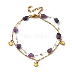 Bohemia Style 304 Stainless Steel Cable Chain Multi-strand Bracelets&nbsp;BJEW-Z088-01C-G