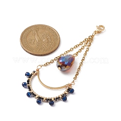 Teardrop Glass Seed & Synthetic Spinel Beads Pendant Decorations&nbsp;HJEW-MZ00024-03