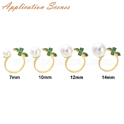 Bowknot & Flower Brass Micro Pave Cubic Zirconia Cuff Ring Settings&nbsp;KK-K297-20G