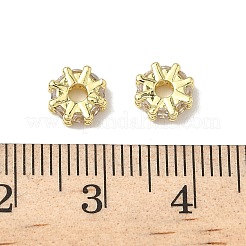 Flat Round Brass Micro Pave Clear Cubic Zirconia Beads&nbsp;KK-K293-72G