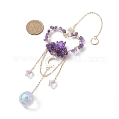 Natural Amethyst Chip Beads with Brass Finding Pendant Decorations&nbsp;HJEW-JM01815-03
