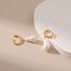 Teardrop Brass Baroque Pearl Hoop Earrings&nbsp;YP9367