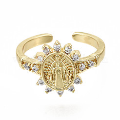 Brass Micro Pave Clear Cubic Zirconia Cuff Rings&nbsp;LS-RJEW-S044-127-NF