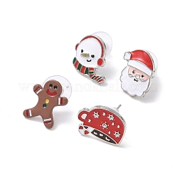 Christmas Theme Alloy Enamel Stud Earrings&nbsp;LS-EJEW-B068-02KCGG-02