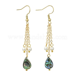 Shell Pearl & Abalone Shell/Paua Shell Dangle Earrings for Women&nbsp;EJEW-JE07328-01